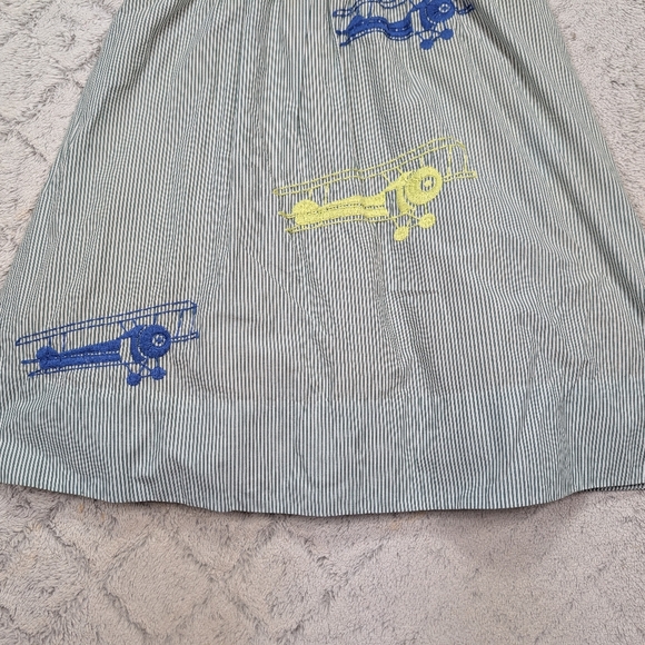 Moulinette Soeurs Dress Womens 10 Blue Stripe Airplane Embroidered Festival Fair - Picture 3 of 11